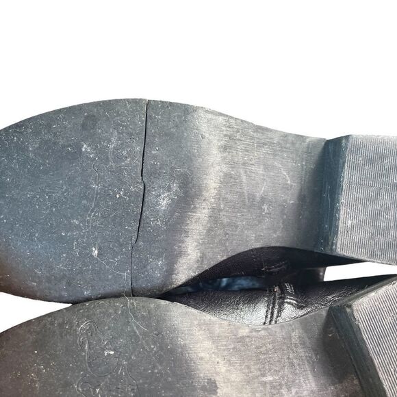 𝅺NINE West Vanickson Black Leather Tall Studded Boots SZ 6 - Picture 12 of 16